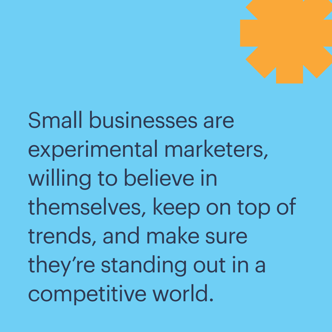 LinkedIn carousel slide: small businesses are experimental marketers