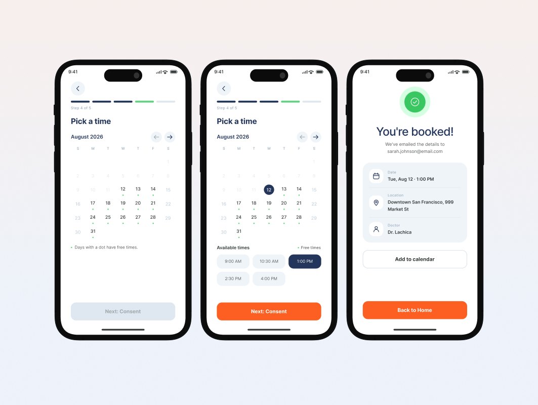 Uniform Teeth — Booking: pick a date, pick a time, you’re booked