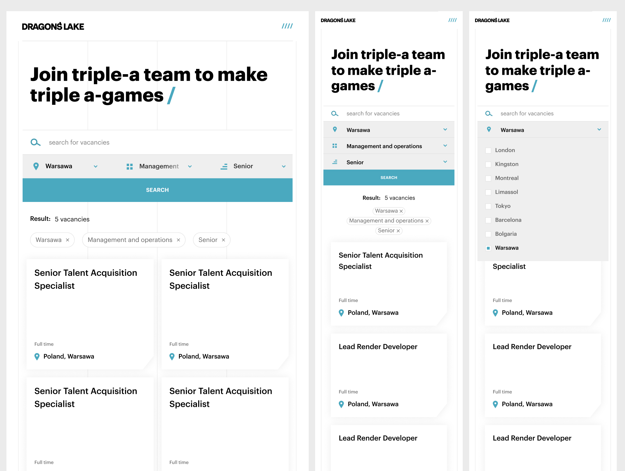 Vacancy search & filters