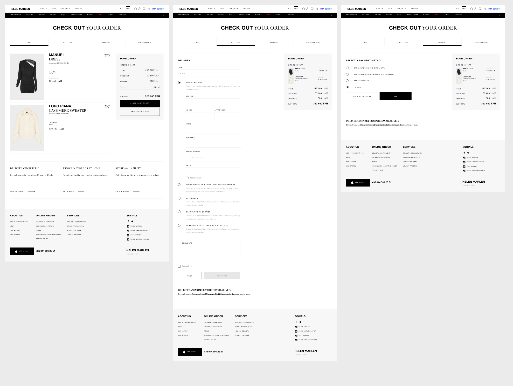 Unified checkout — one page, delivery → payment