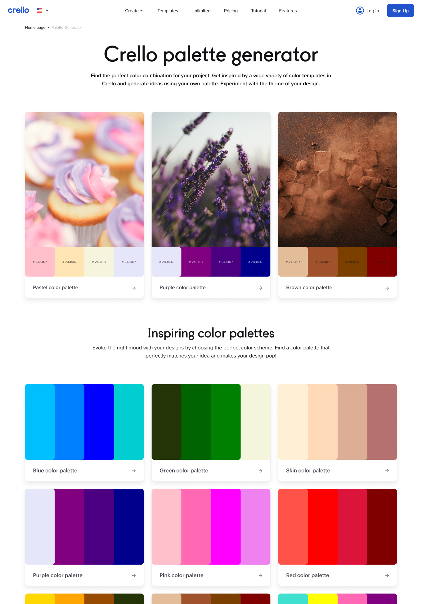VistaCreate Colors Hub — a colour page