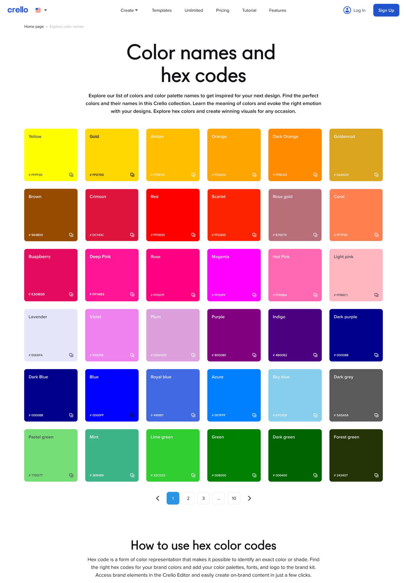 VistaCreate — colour-matched template gallery